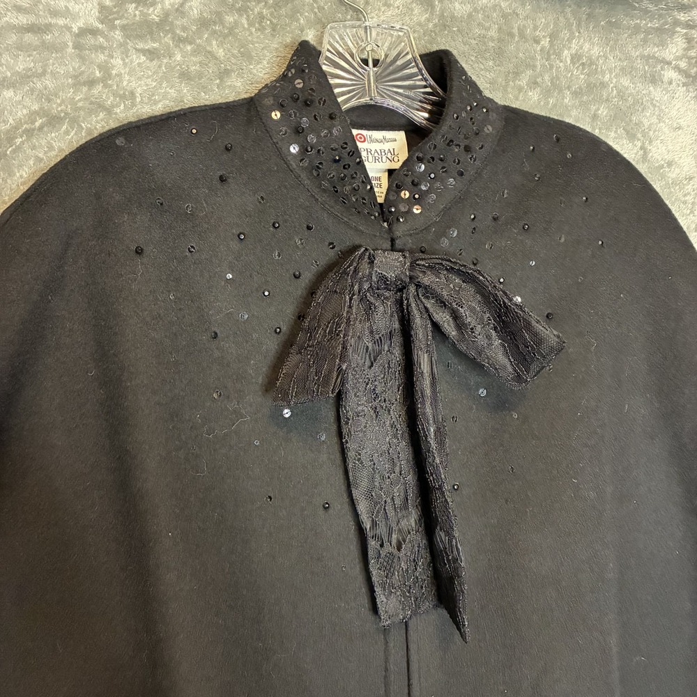 Target Neiman Marcus Women Wool Blend Cape OS Glam Mandarin Collar Statement NWT